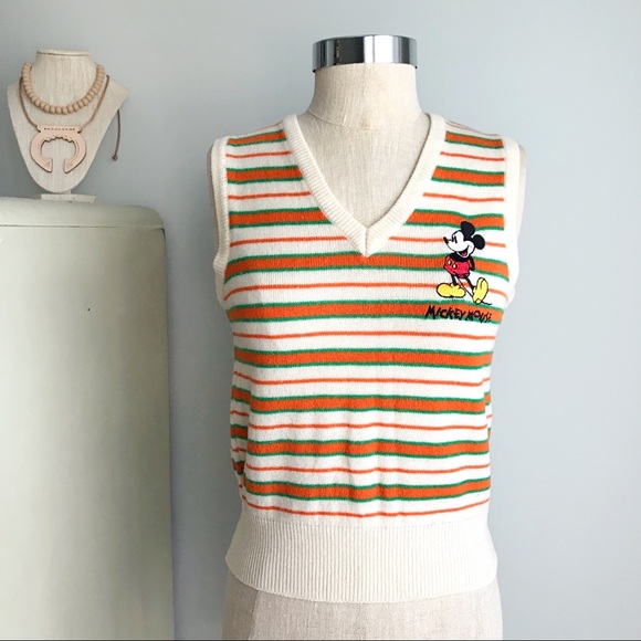 Disney Sweaters - Vintage DISNEY Mickey Mouse Striped Sweater Vest